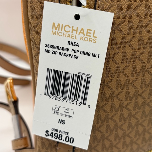 Michael Kors Rhea Medium Color-Block Signature Logo Backpack - Picture 10 of 14